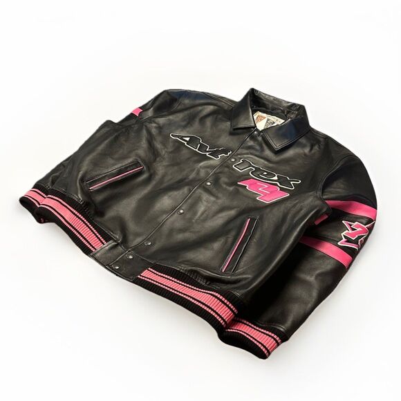 Avirex Other - NEW XXXL Avirex Hardies NYC Lamb Leather Black Pink Authentic Bomber Jacket Coat